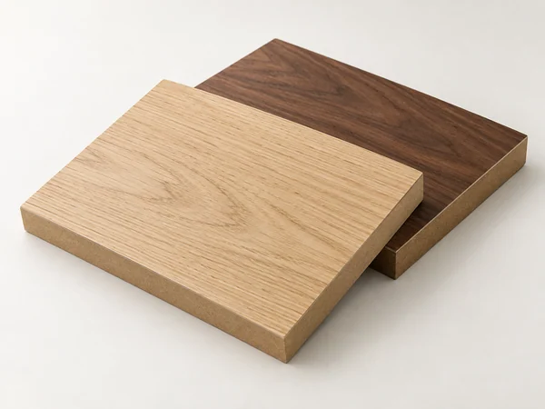 Natural wood veneer faces over uniform MDF cores